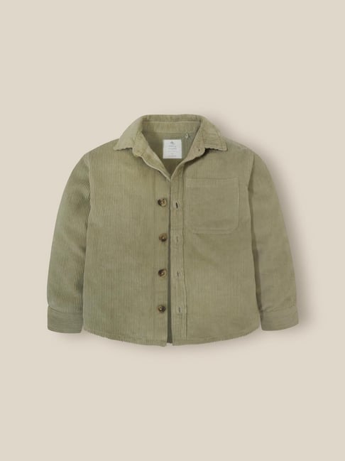 Cherry Crumble By Nitt Hyman Unisex Olive Cotton Solid Shirt