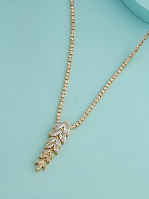 Buy Kushal's Fashion Jewellery White Gold Trendy Zircon Necklace