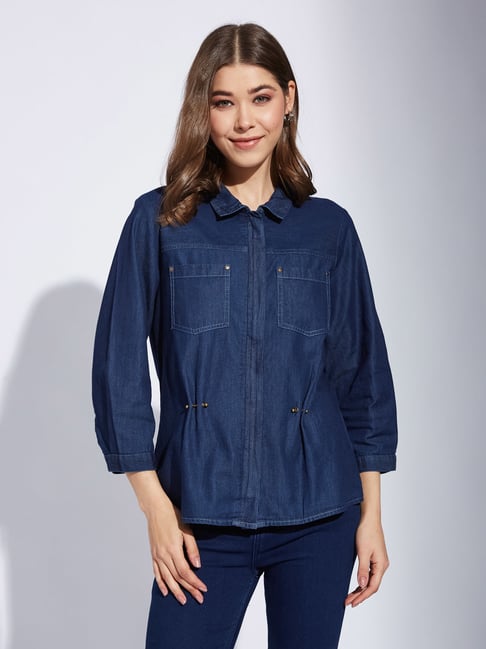 Latin Quarters Blue Cotton Regular Fit Denim Shirt-picture-36