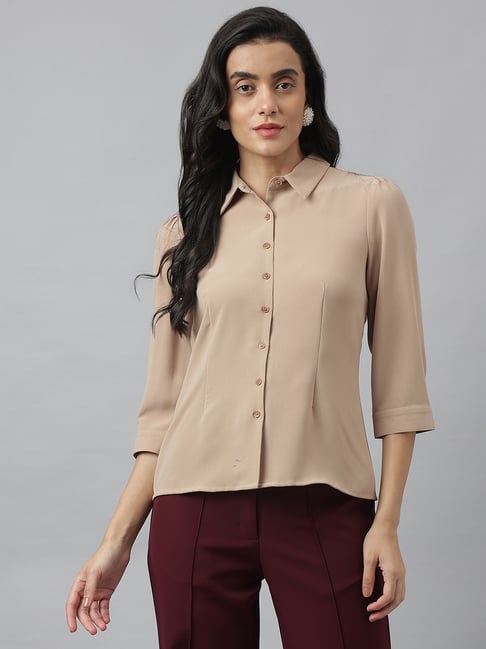 Latin Quarters Beige Polyester Regular Fit Shirt-picture-26