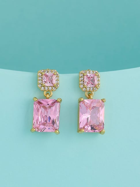 Kushal's Fashion Jewellery Pink Gold Polished Trendy Zircon Earrings for Women-picture-40