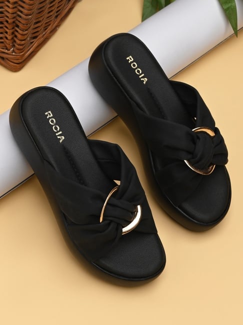 Rocia by Regal Women's Black Casual Wedges-picture-23