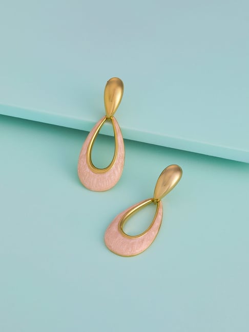 Kushal's Fashion Jewellery Pink Gold Polished Trendy Earrings for Women-picture-34