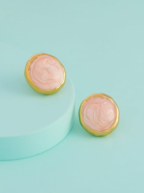 Kushal's Fashion Jewellery Pink Gold Polished Trendy Earrings for Women-picture-23