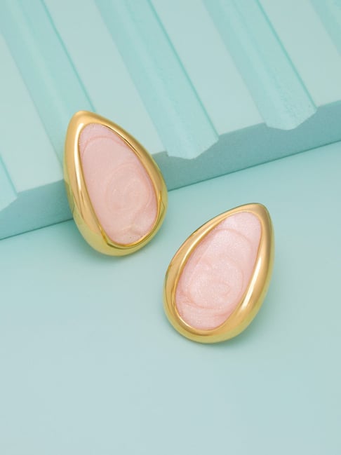 Kushal's Fashion Jewellery Pink Gold Polished Trendy Earrings for Women-picture-38