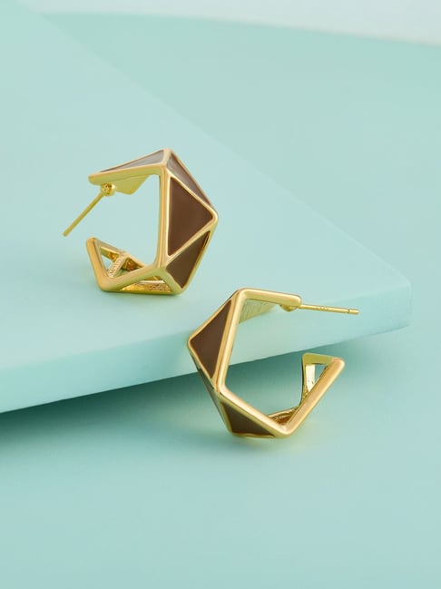 Kushal's Fashion Jewellery Brown Gold Polished Trendy Earrings for Women-picture-39