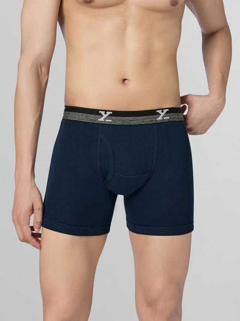 XYXX Midnight Blue Cotton Regular Fit Solid Trunks