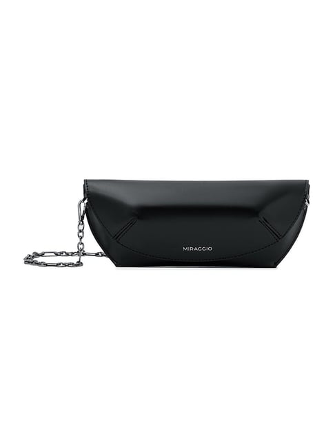 Miraggio Amber Black Medium Leather Clutch