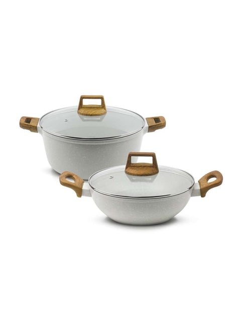 Bergner White Aluminium Naturally Non-Stick Cookware Set