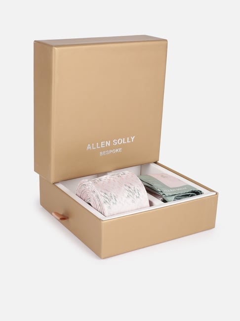 Allen Solly Pink Embroidered Tie with Pocket Square