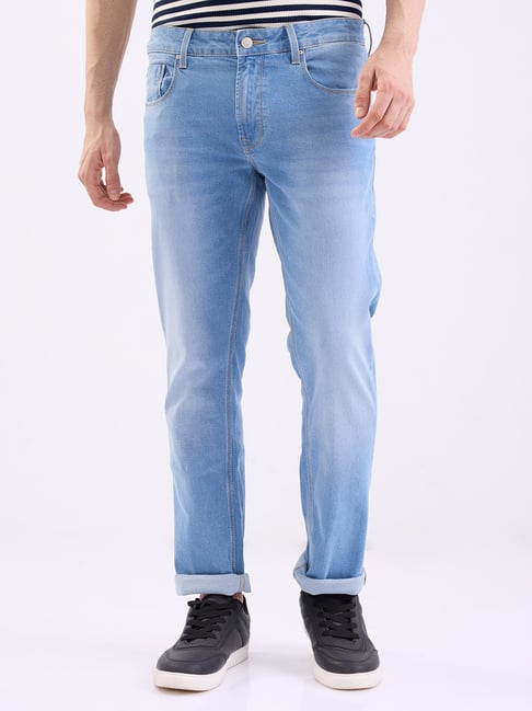 Spykar Light Blue Cotton Regular Fit Jeans-picture-28