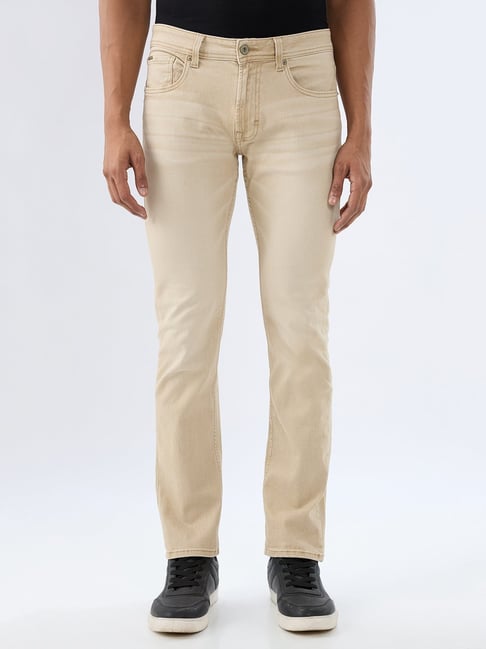 Spykar Light Sand Cotton Regular Fit Stone Wash Jeans-picture-32