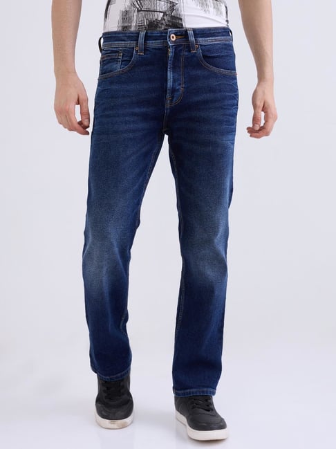 Spykar Dark Blue Cotton Regular Fit Jeans-picture-46