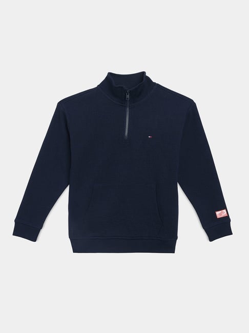 Tommy Hilfiger Navy Cotton Regular Fit Sweater