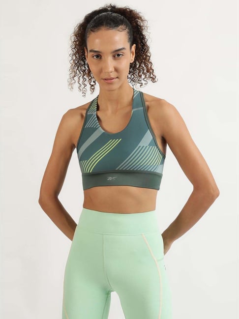 Reebok Green Regular Fit Printed Sports Bra-image-11