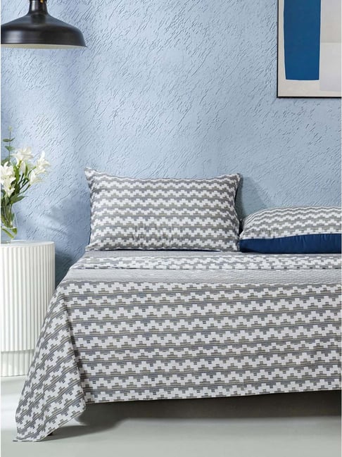 Maspar Blue Cotton Printed 1 Bedsheet with 2 Pillow Case 200 TC-image-27