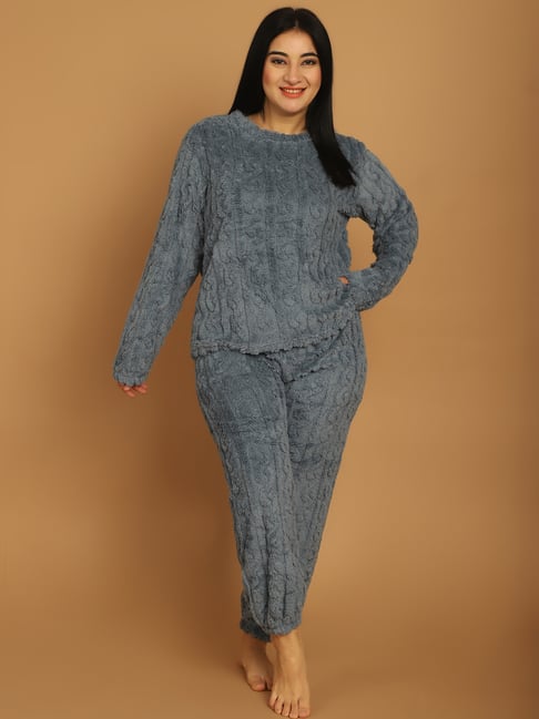 TAG 7 Blue Wool Woven Design Night Suit-picture-15