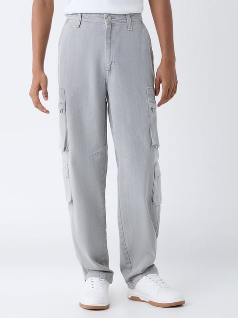 nuon men Nuon by Westside Grey Cargo-Style Relaxed-Fit Mid-Rise Jeans-picture-11