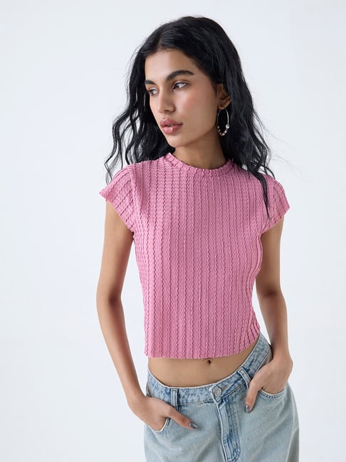 Nuon by Westside Dusty Pink Textured Top