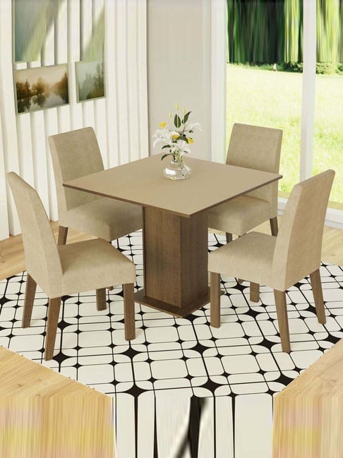 Madesa Brown & Beige Engineered Wood Deise 4 Seater Dining Set