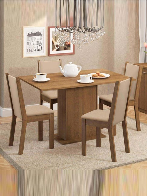 Madesa Brown & Beige Engineered Wood Talita 4 Seater Dining Set