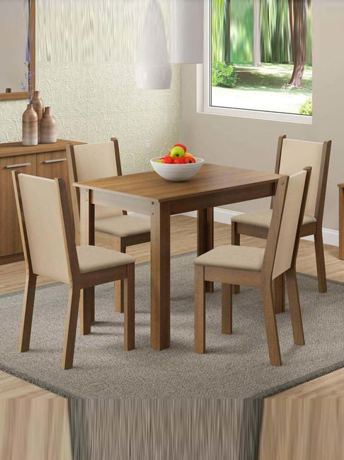 Madesa Brown & Beige Engineered Wood Cintia 4 Seater Dining Set