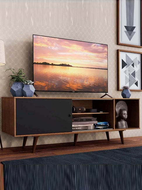 Madesa Black Engineered Wood Dubai TV Console