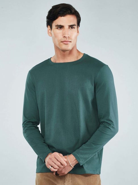 Hoversoul Petrol Blue Cotton Regular Fit T-Shirt