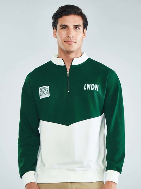 Hoversoul Green Regular Fit Printed Sweatshirt