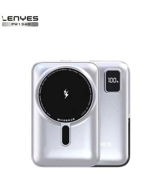 Lenyes PW134D Wireless 10000mAh Power Bank with Digital Display (Metallic Silver)
