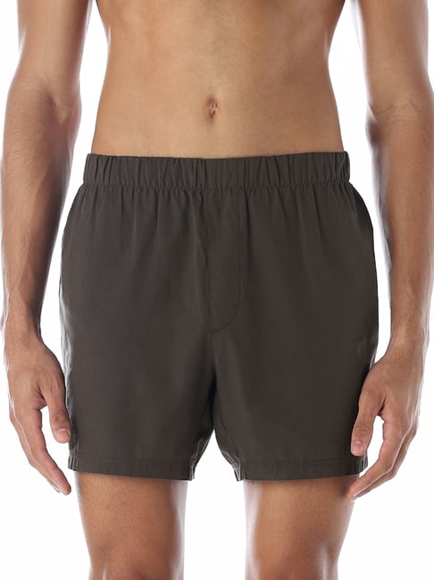 Jack & Jones Dark Brown Cotton Regular Fit Solid Boxer