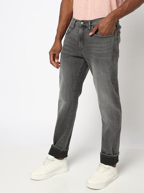 GAP Grey Mid Rise Slim Fit Solid Jeans-picture-21