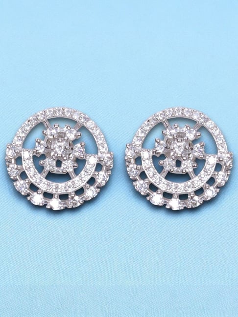 Taraash 925 Sterling Silver Round CZ Earrings for Women
