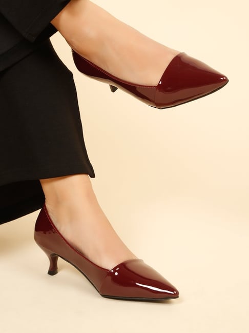 Flat n Heels Women's Maroon Pump Shoes-picture-36