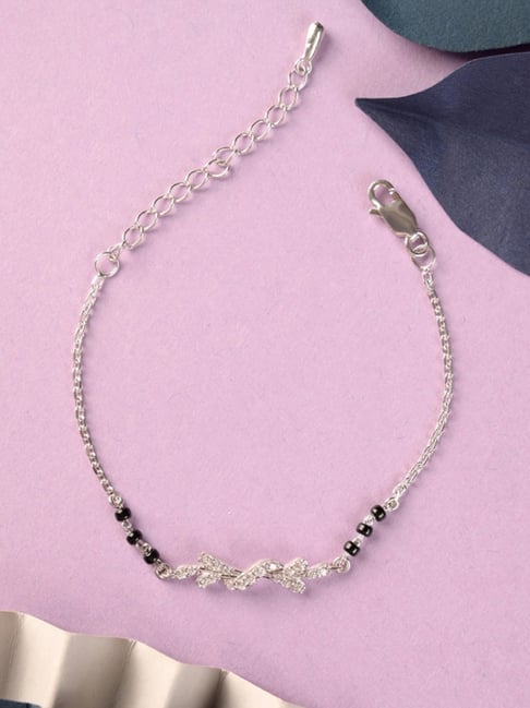 CLARA 925 Silver Platinum Ziya Twisted Hand Mangalsutra