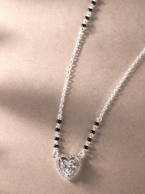 Clara 925 Silver Platinum Shanvika Heart Solitaire Tanmaniya with