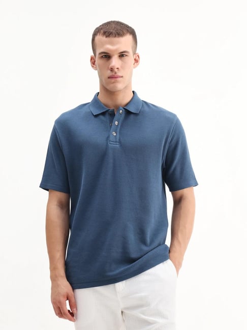 Rare Rabbit Teal Cotton Solid Regular Fit Polo T-Shirt-picture-18