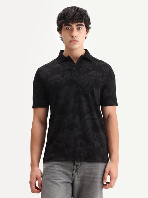 Rare Rabbit Black Cotton Solid Regular Fit Polo T-Shirt-picture-11