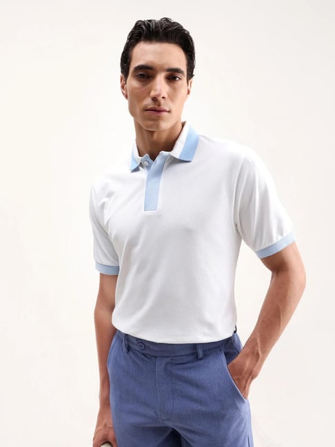 Rare Rabbit White Polycotton Solid Regular Fit Polo T-Shirt-picture-28