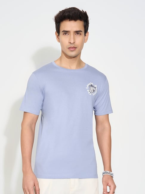 7 Alt By Pantaloons Blue Slim Fit Printed T-Shirt-picture-15