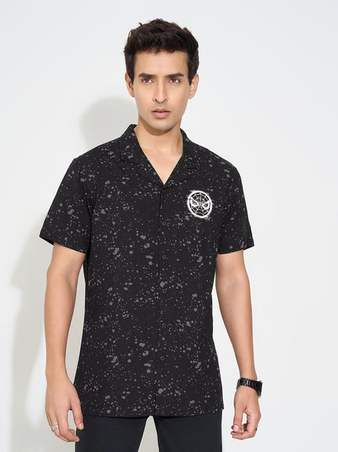 Sf Jeans By Pantaloons Black Slim Fit Printed Shirt-picture-40