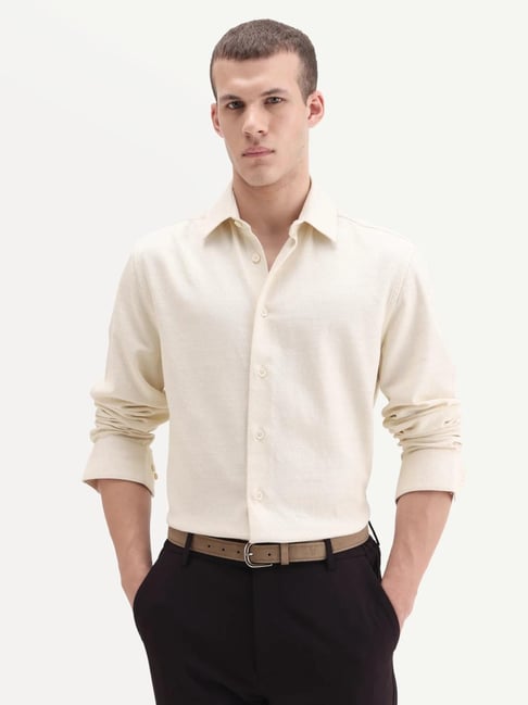 Rare Rabbit Off White Cotton Solid Regular Fit Shirt-picture-29