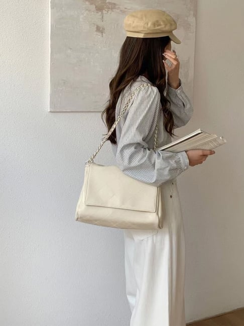 MINI WESST White Checked Shoulder Bag-picture-35