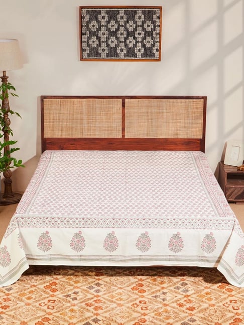 Fabindia Offwhite Nazneen Hand Block Printed Cotton Bed Cover-picture-31