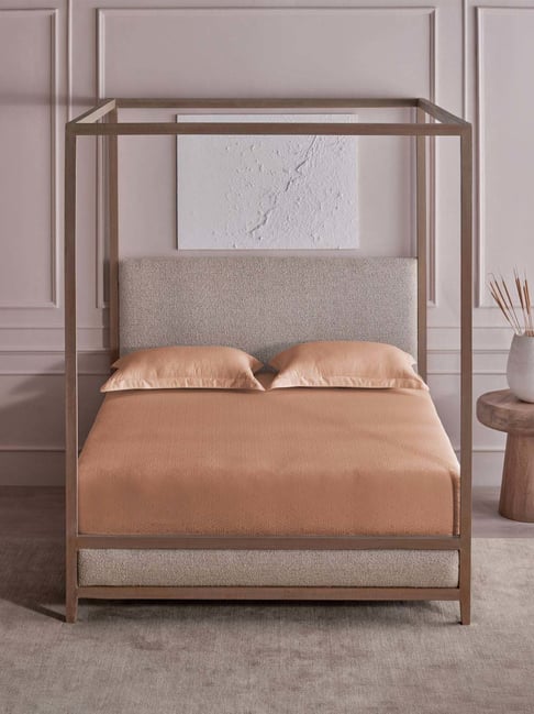 DDecor Brown Cotton 300TC Geometric Bedsheet with 2 Pillow Cover-picture-25