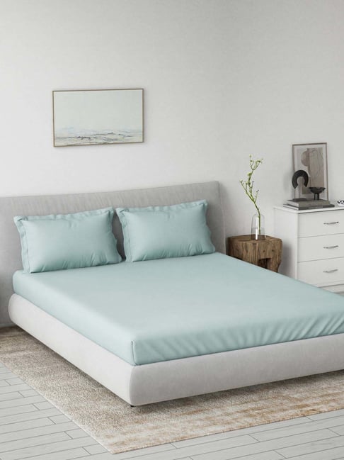 DDecor Blue Cotton 180TC Bedsheet with 2 Pillow Cover-picture-23