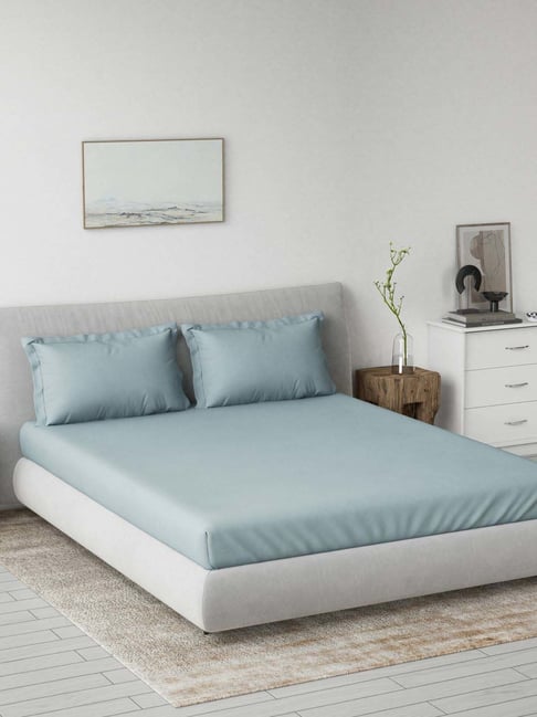 DDecor Blue Cotton 180TC Bedsheet with 2 Pillow Cover-picture-30
