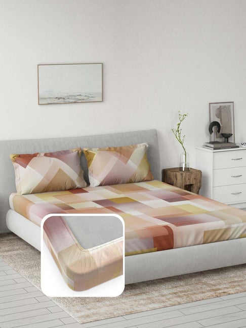 DDecor Red Cotton 145TC Printed Bedsheet with 2 Pillow Cover-picture-46