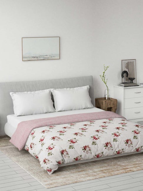 DDecor Red Cotton Floral Print Reversible Dohar