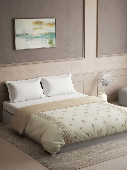 DDecor Beige Cotton Printed Reversible Dohar